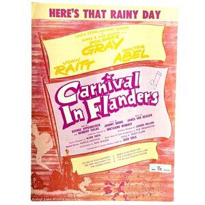 Vintage Here's That Rainy Day Sheet Music Carnival In Flanders 1953 Dolores Gray